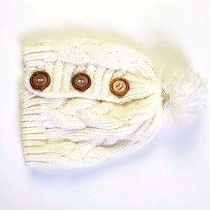 Cable Knit Beanie Hat with Buttons 🤩